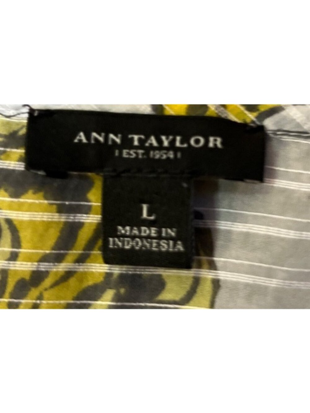 Ann Taylor Paisley Blouse Womens L Yellow Gray Sheer Used - Picture 7 of 15